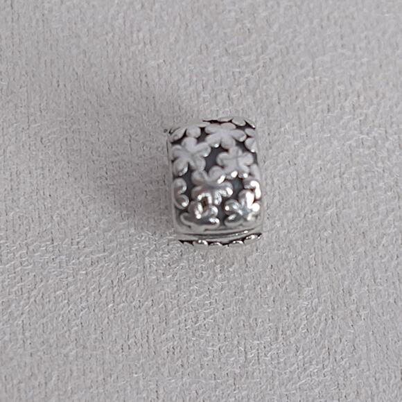 Pandora Sterling Silver Flowers Clip Charm 790533 Retired 925 Floral Stopper - Picture 2 of 5
